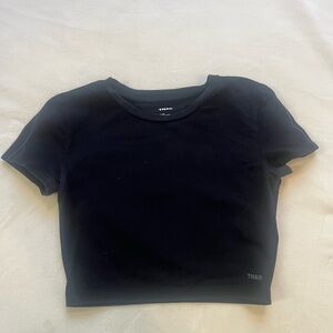 TNA Black Fitted Crop Short Sleeve Tee